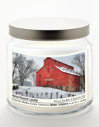 Snow at the Farm 14 oz Candle Glass Jar with Brushed Silver Metal Lid