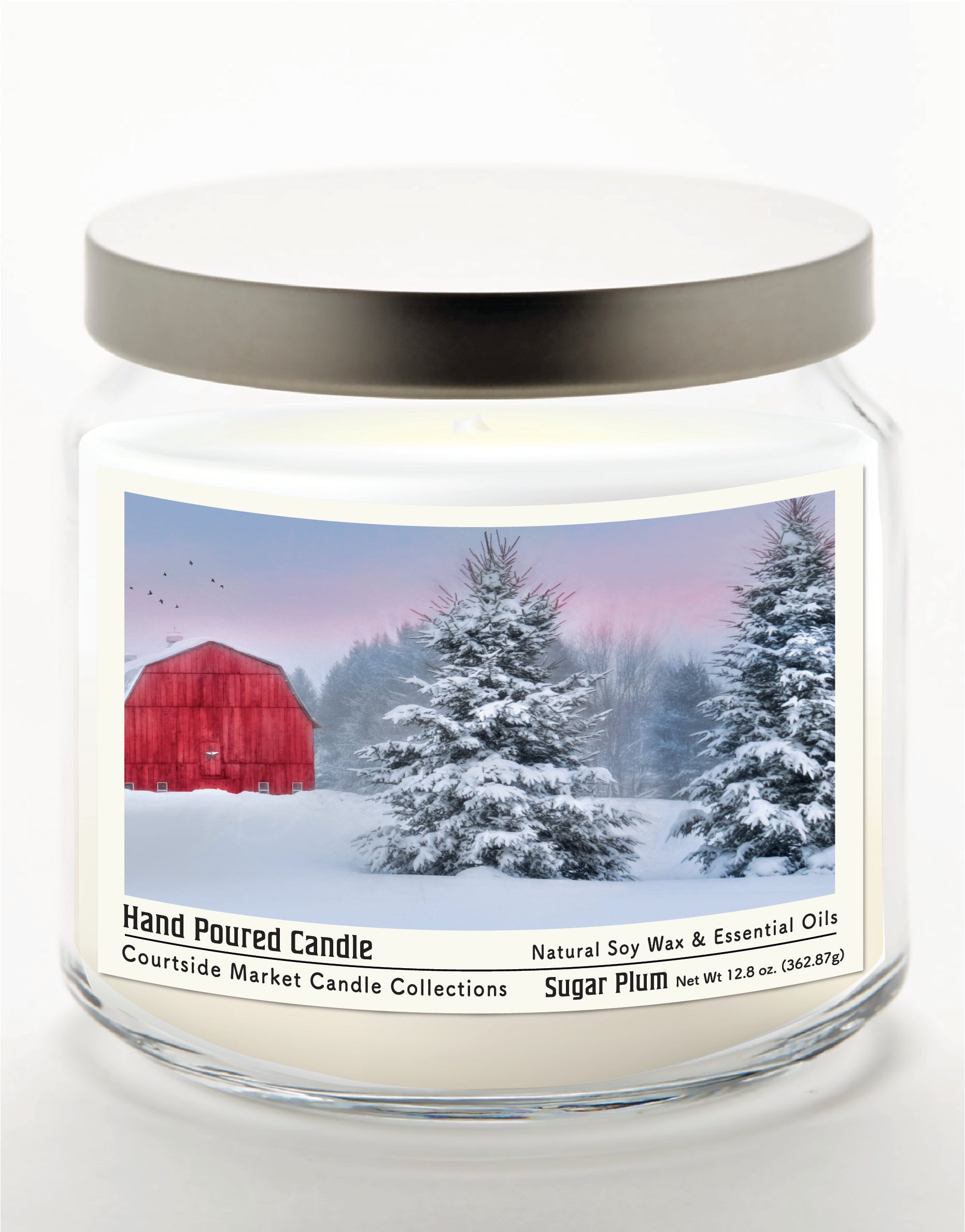 Tree Farm II 14 oz Candle Glass Jar with Brushed Silver Metal Lid