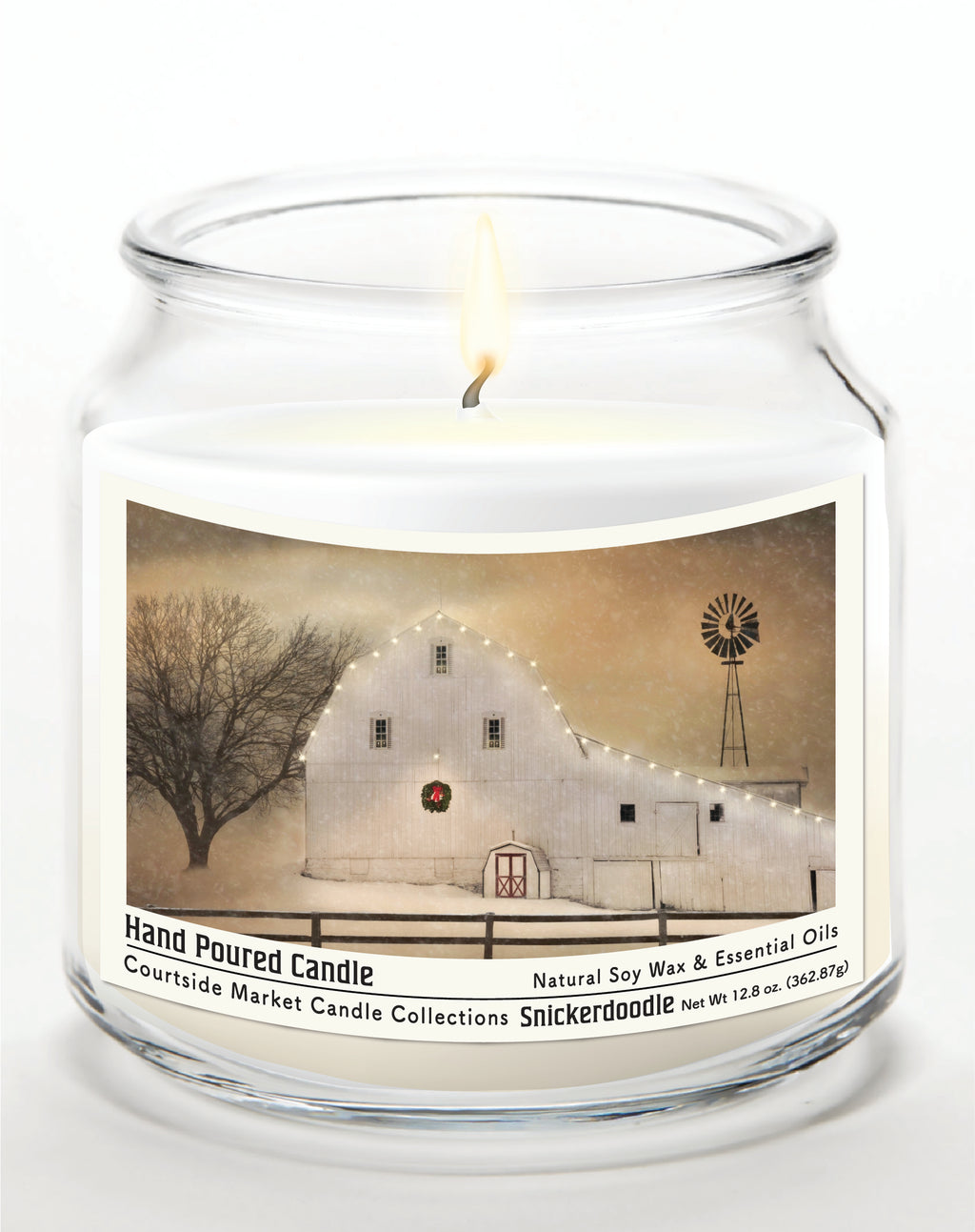 White Barn Holiday 14 oz Candle Glass Jar with Brushed Silver Metal Lid