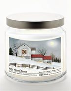 Quilted Barn - 14 oz Candle Glass Jar with Brushed Silver Metal Lid