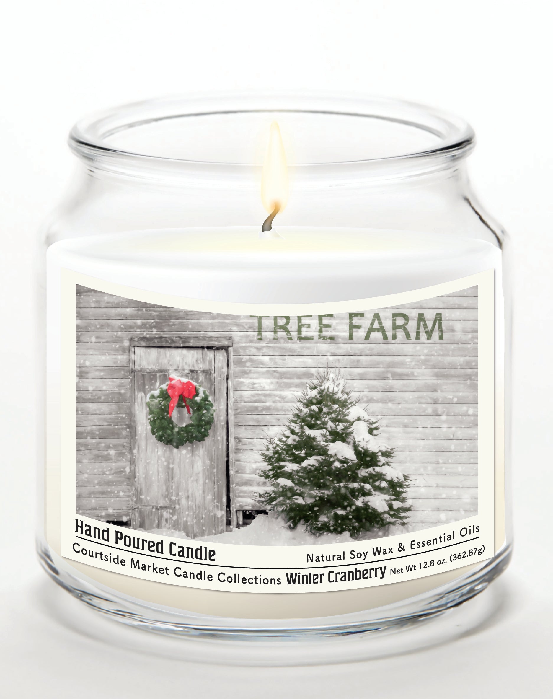 Tree Farm 14 oz Candle Glass Jar with Brushed Silver Metal Lid