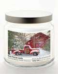 Barn with Truck 14 oz Candle Glass Jar with Brushed Silver Metal Lid