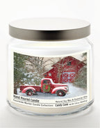 Barn with Truck 14 oz Candle Glass Jar with Brushed Silver Metal Lid