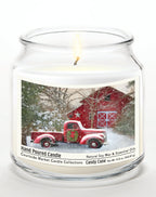 Barn with Truck 14 oz Candle Glass Jar with Brushed Silver Metal Lid