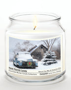 Christmas on the Farm 14 oz Candle Glass Jar with Brushed Silver Metal Lid