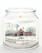 Winter Barn with Mill 14 oz Candle Glass Jar with Brushed Silver Metal Lid