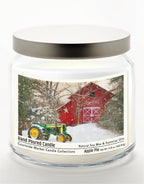 Winter at the Barn 14 oz Candle Glass Jar with Brushed Silver Metal Lid