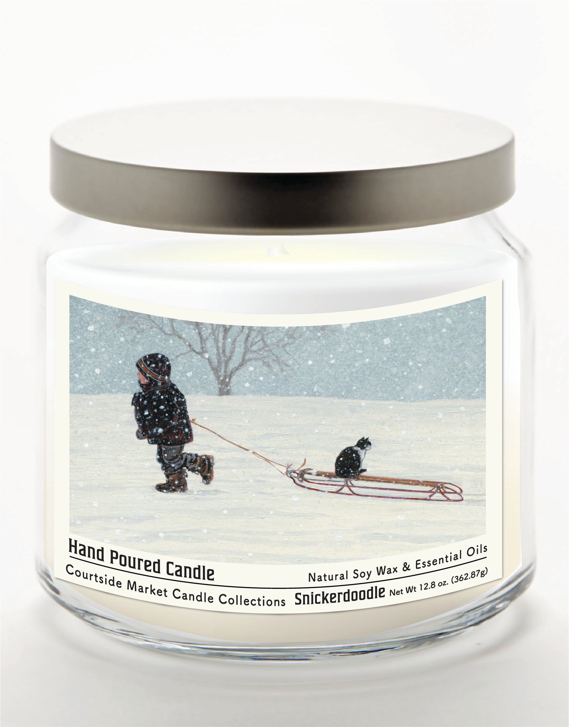 All Aboard 14 oz Candle Glass Jar with Brushed Silver Metal Lid