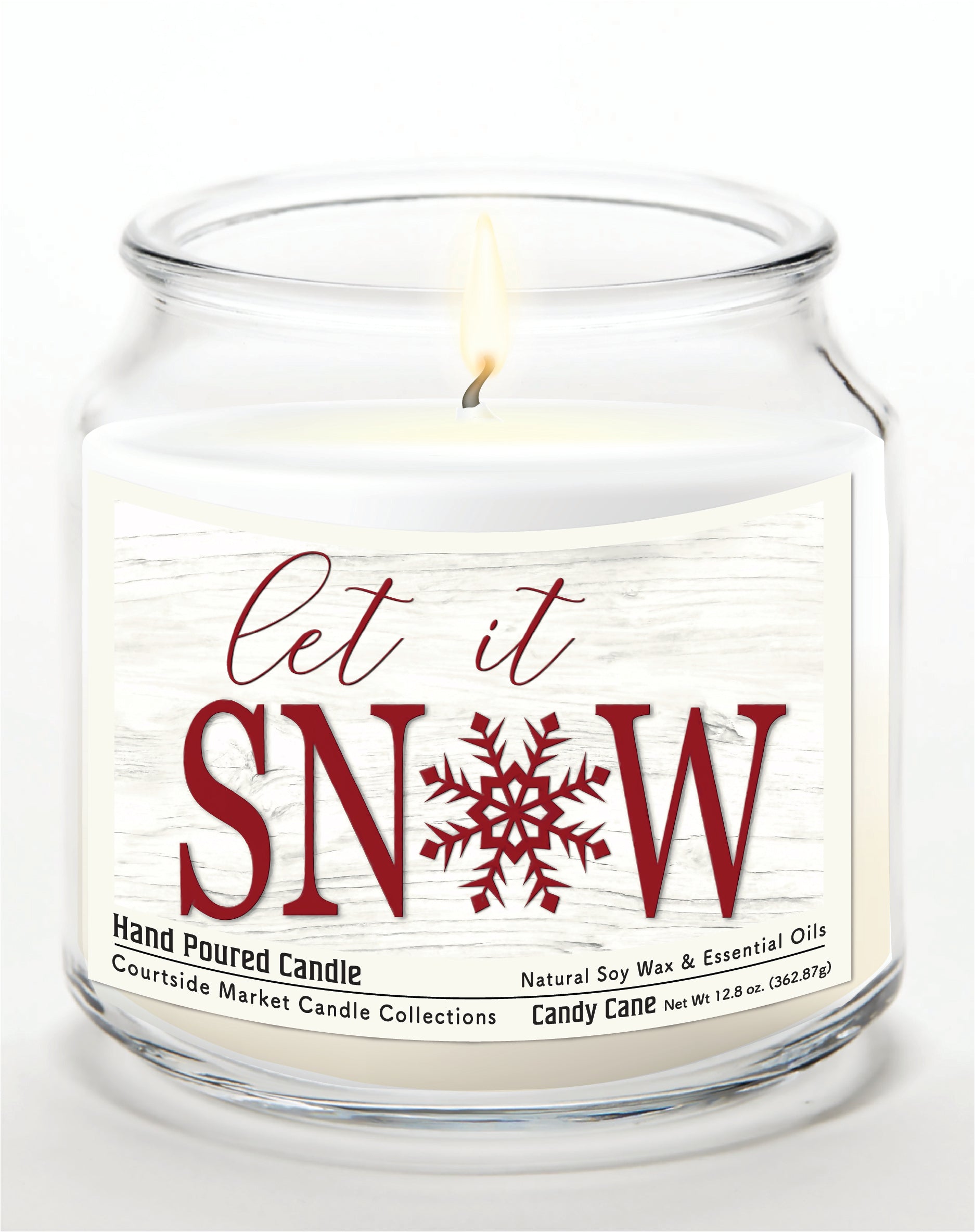 Let it Snow 14 oz Candle Glass Jar with Brushed Silver Metal Lid