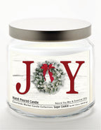 Christmas Joy - Sugar Cookie 14 oz Candle Glass Jar with Brushed Silver Metal Lid