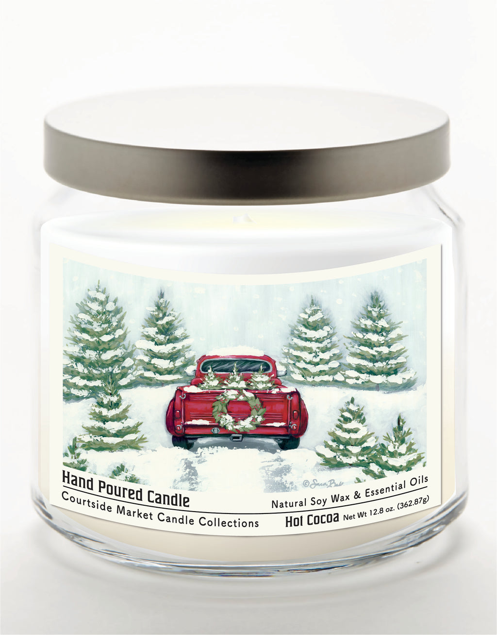 Tree Farm Tradition II  14 oz Candle Glass Jar with Brushed Silver Metal Lid