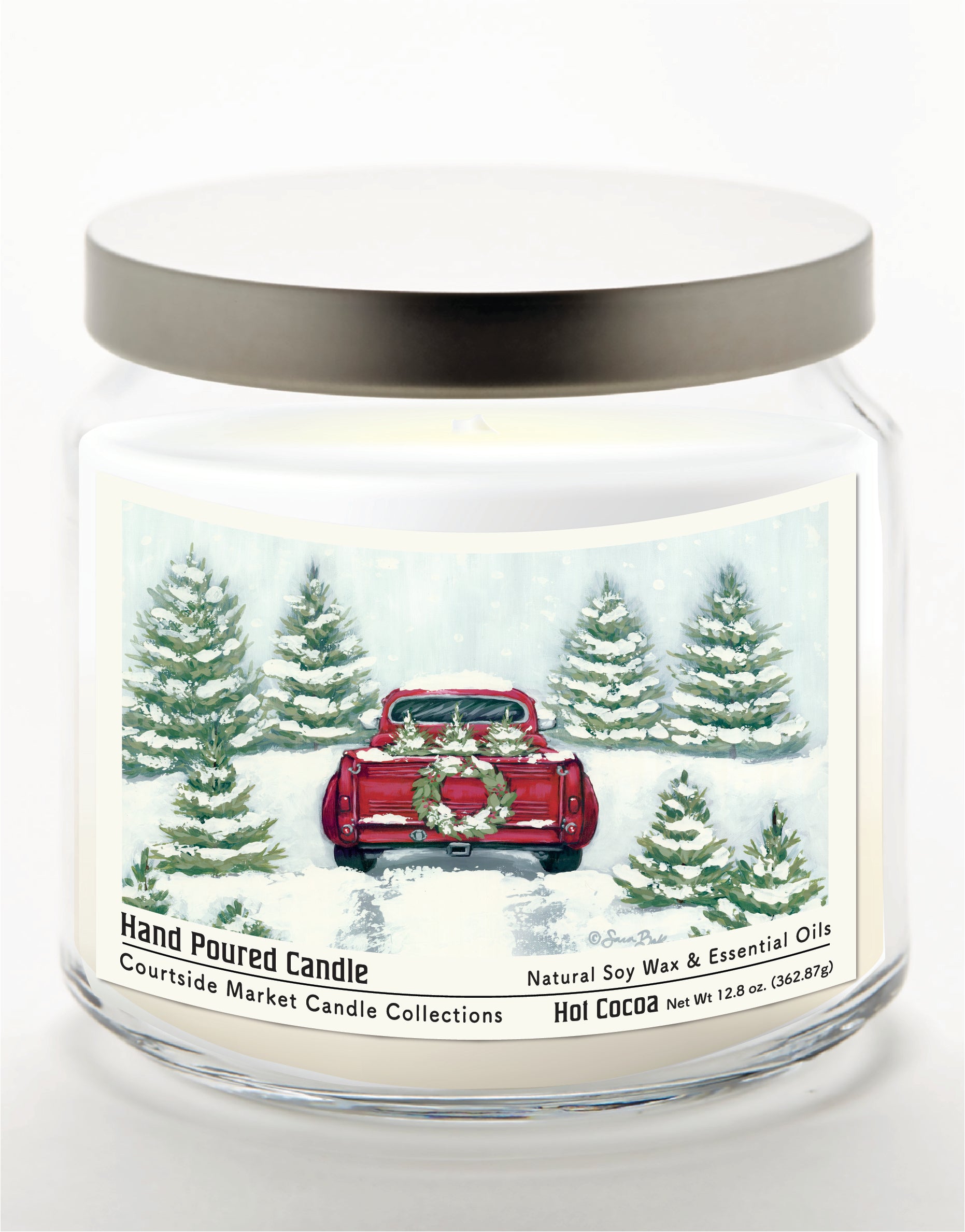 Tree Farm Tradition II  14 oz Candle Glass Jar with Brushed Silver Metal Lid
