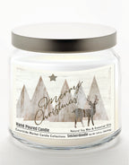 Merry Christmas Deer 14 oz Candle Glass Jar with Brushed Silver Metal Lid
