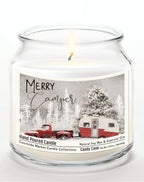 Merry Camper 14 oz Candle Glass Jar with Brushed Silver Metal Lid