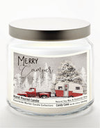 Merry Camper 14 oz Candle Glass Jar with Brushed Silver Metal Lid