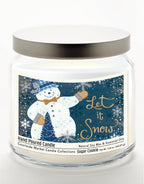 Let it's Snow 14 oz Candle Glass Jar with Brushed Silver Metal Lid
