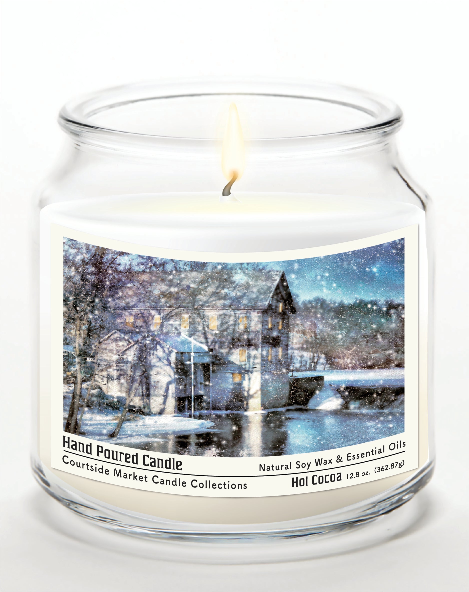 Winter Wonderland 14 oz Candle Glass Jar with Brushed Silver Metal Lid
