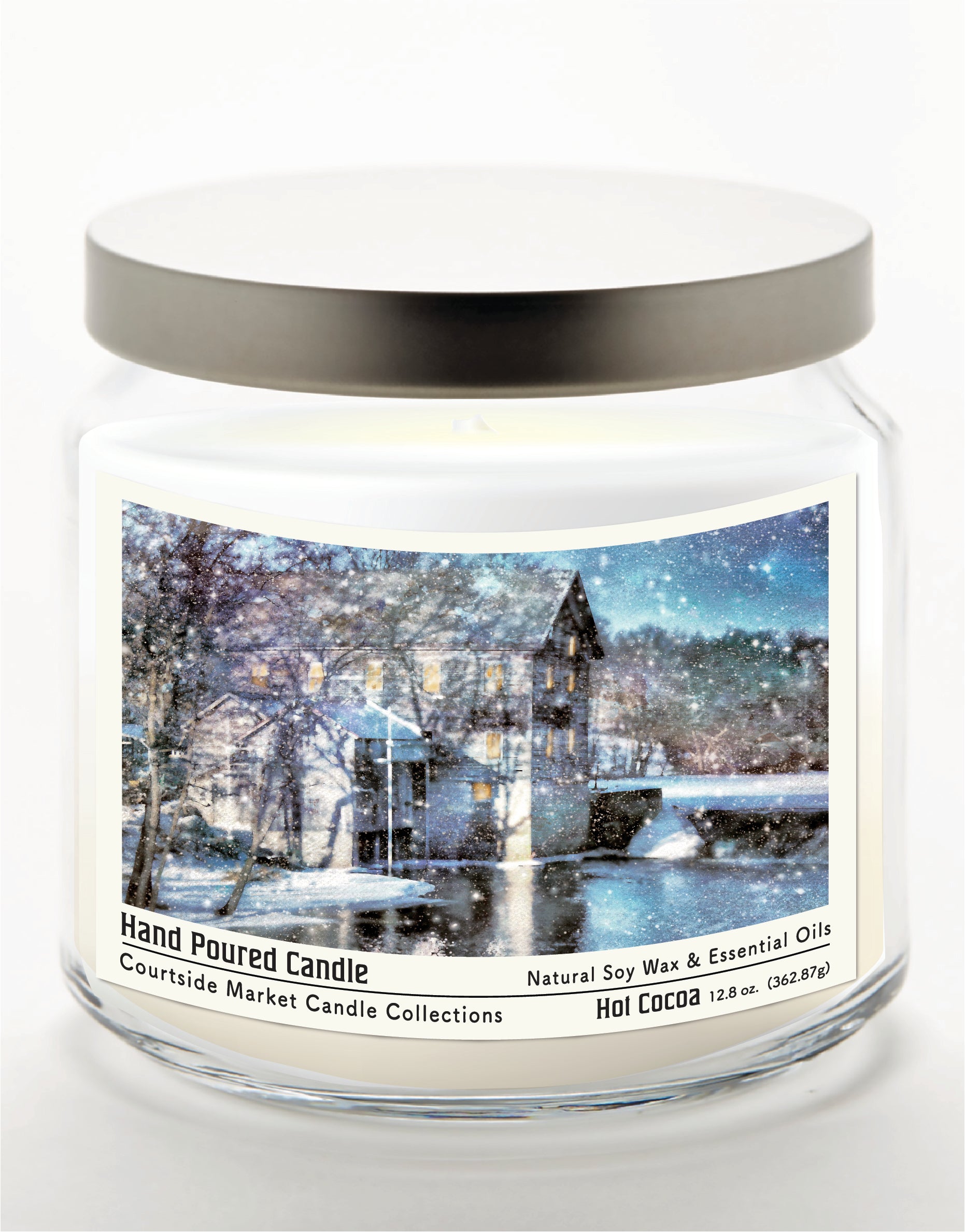 Winter Wonderland 14 oz Candle Glass Jar with Brushed Silver Metal Lid