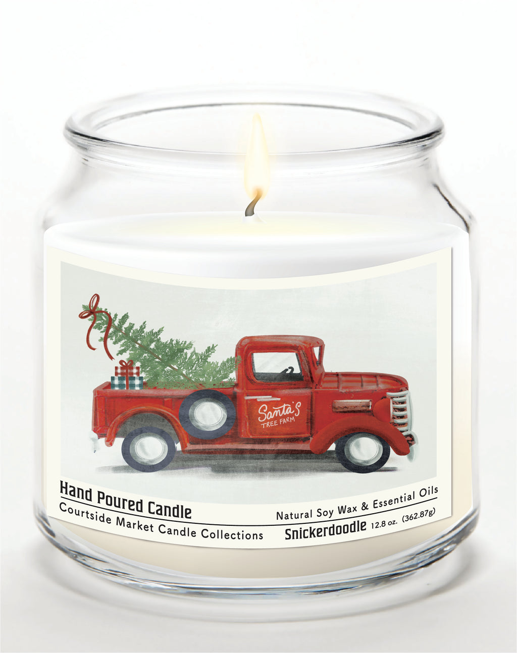 Santos Treefarm 14 oz Candle Glass Jar with Brushed Silver Metal Lid