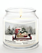 Red Christmas Truck 14 oz Candle Glass Jar with Brushed Silver Metal Lid