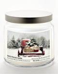 Red Christmas Truck 14 oz Candle Glass Jar with Brushed Silver Metal Lid