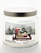 Red Christmas Truck 14 oz Candle Glass Jar with Brushed Silver Metal Lid