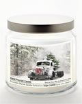 Snowy Christmas Truck 14 oz Candle Glass Jar with Brushed Silver Metal Lid
