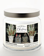 Merry Christmas Cardinals 14 oz Candle Glass Jar with Brushed Silver Metal Lid