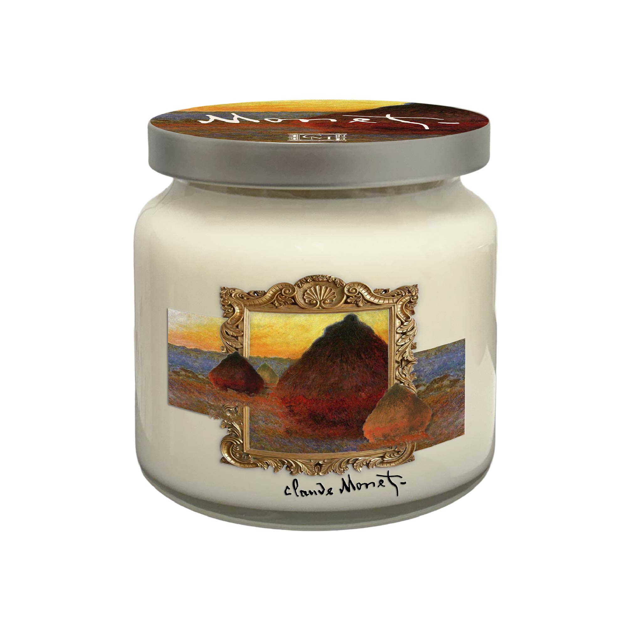 Claude Monet - Haystacks at Sunset - Amber and Vanilla Bean 14oz Soy Wax Candle