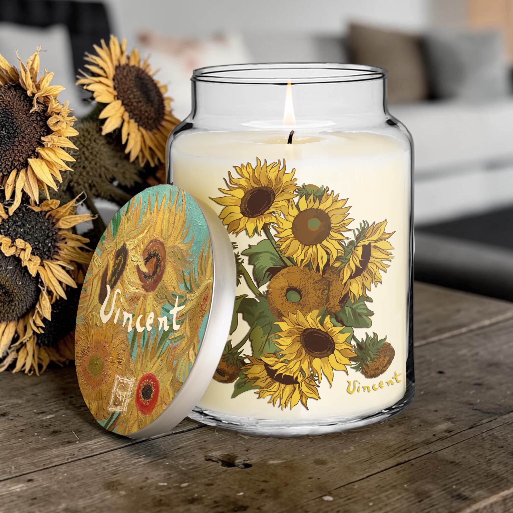 Vincent Van Gogh - Sunflowers - Sunflower Petals and Honey 26oz Soy Wax candle