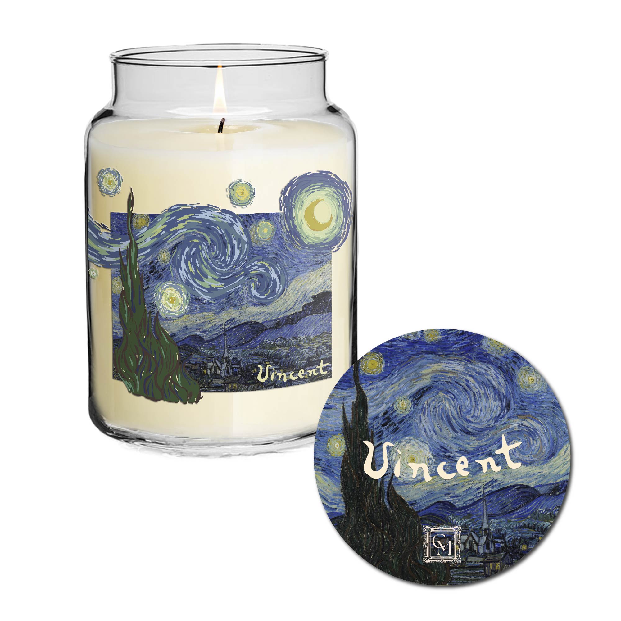Vincent Van Gogh - The Starry Night - Lavender and Tonka Bean 26oz Soy Wax Candle