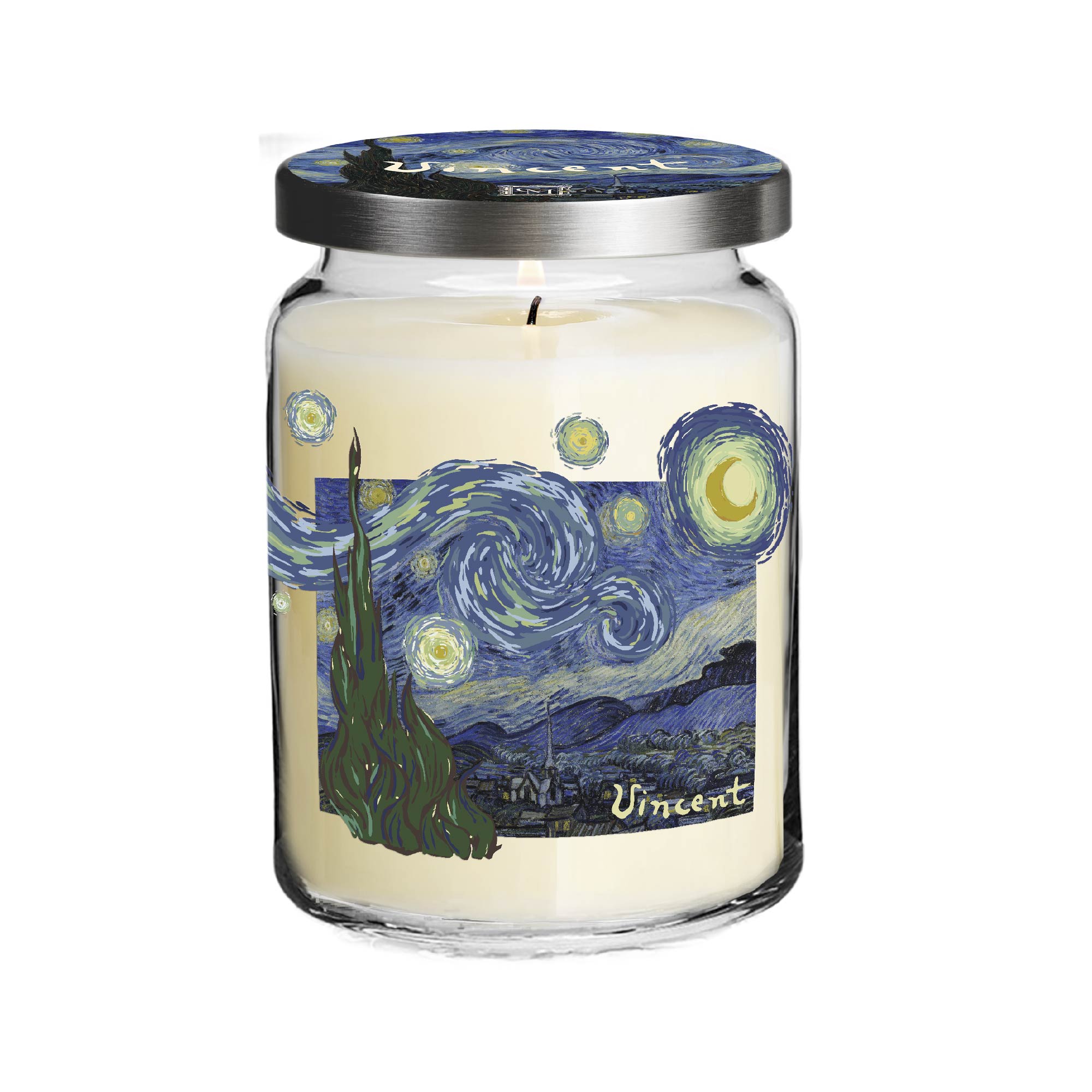 Vincent Van Gogh - The Starry Night - Lavender and Tonka Bean 26oz Soy Wax Candle