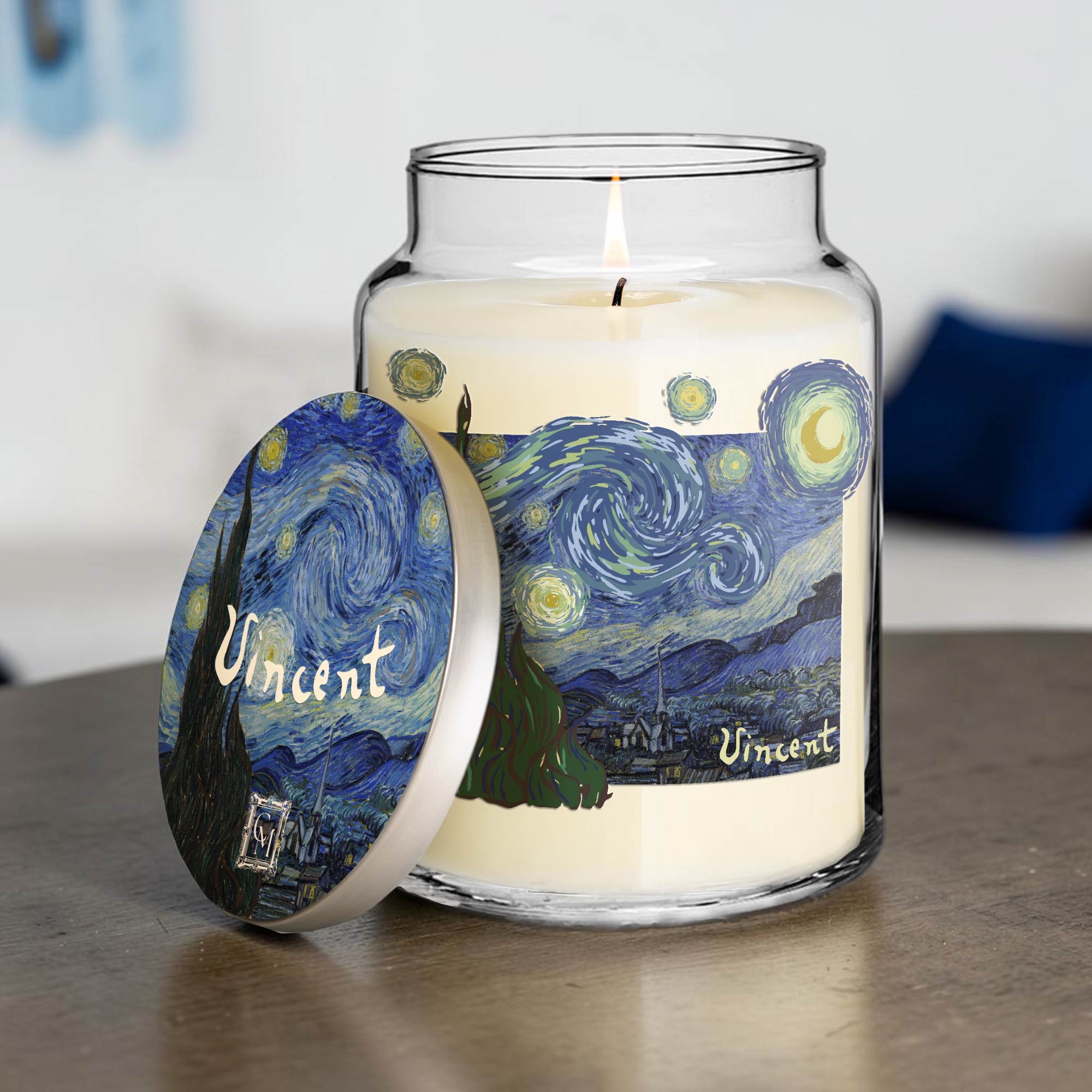 Vincent Van Gogh - The Starry Night - Lavender and Tonka Bean 26oz Soy Wax Candle