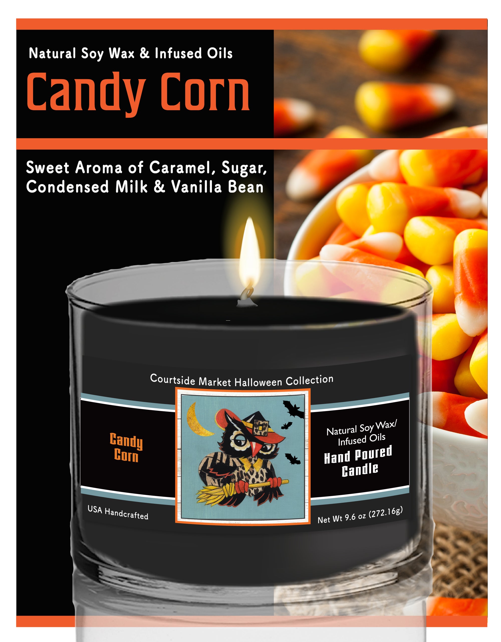 Trick Or Treat - Candy Corn 9.6 oz Soy Wax Candle in Glass Jar