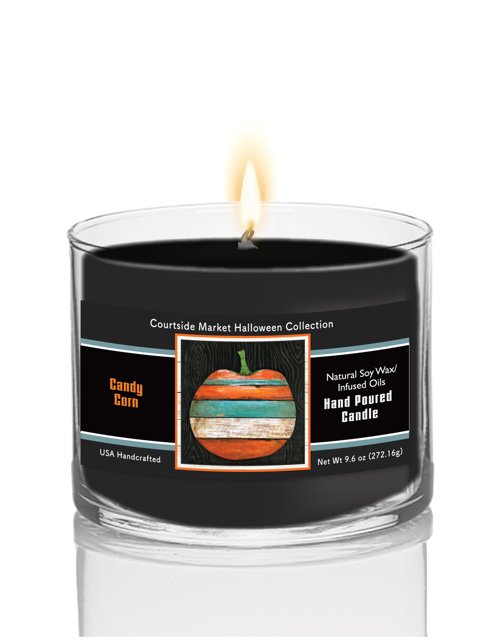 Striped Pumpkin - Candy Corn 9.6 oz Soy Wax Candle in Glass Jar
