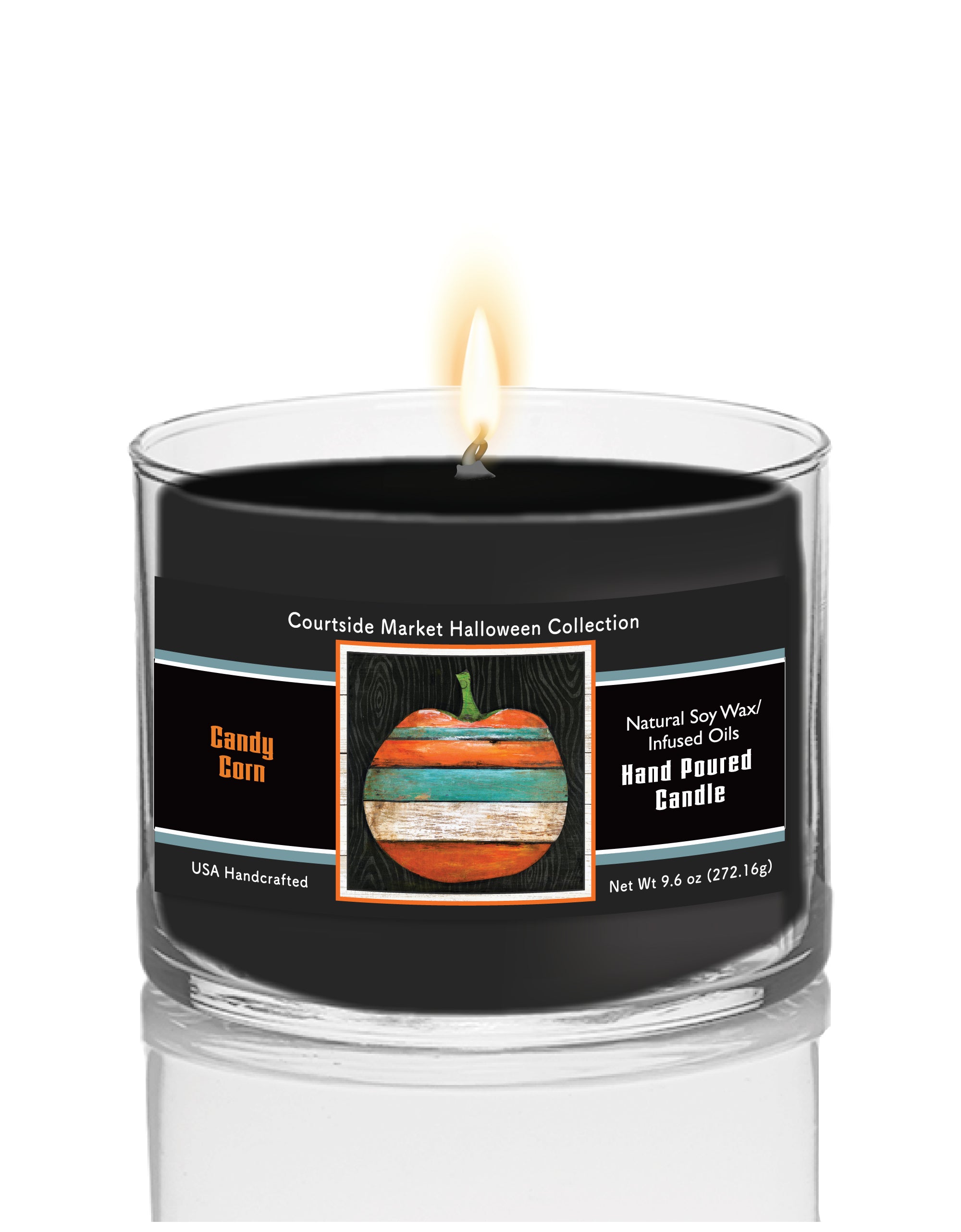 Striped Pumpkin - Candy Corn 9.6 oz Soy Wax Candle in Glass Jar