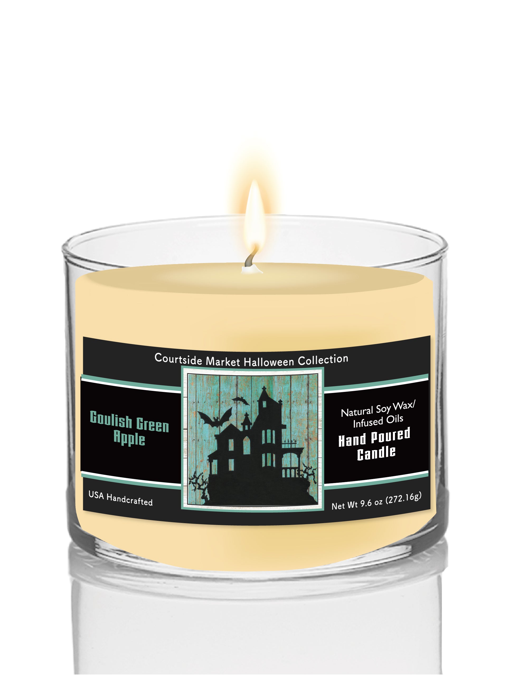 Haunted House - Ghoulish Green Apple 9.6 oz Soy Wax Candle in Glass Jar