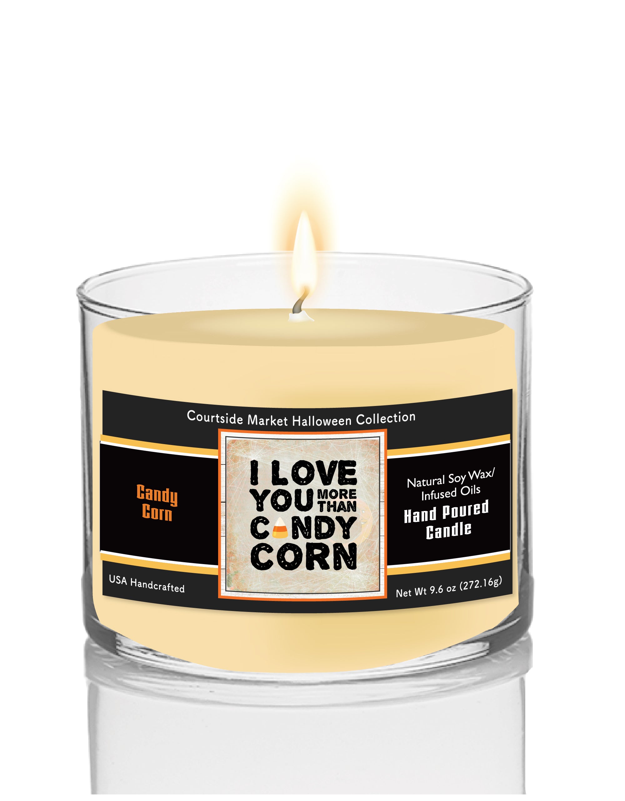 I Love You More Than Candy Corn - Candy Corn 9.6 oz Soy Wax Candle in Glass Jar