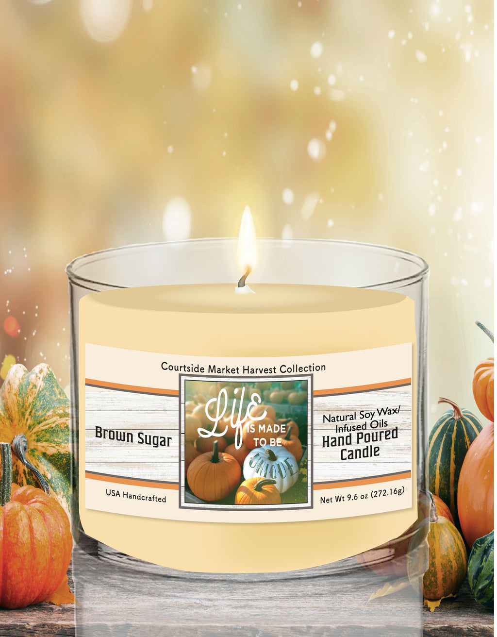 Life is Unique - Brown Sugar Vanilla 9.6 oz Soy Wax Candle in Glass Jar