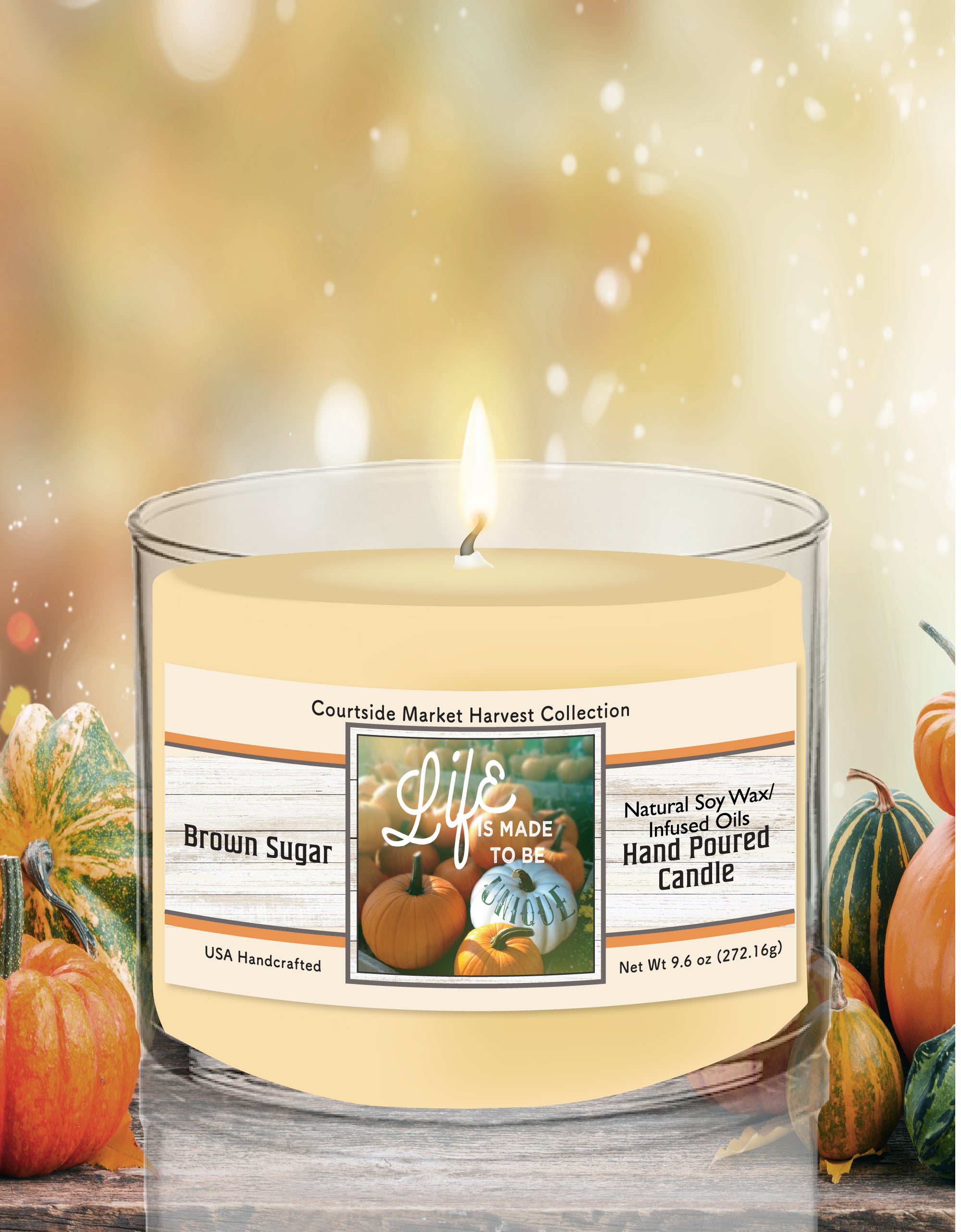 Life is Unique - Brown Sugar Vanilla 9.6 oz Soy Wax Candle in Glass Jar