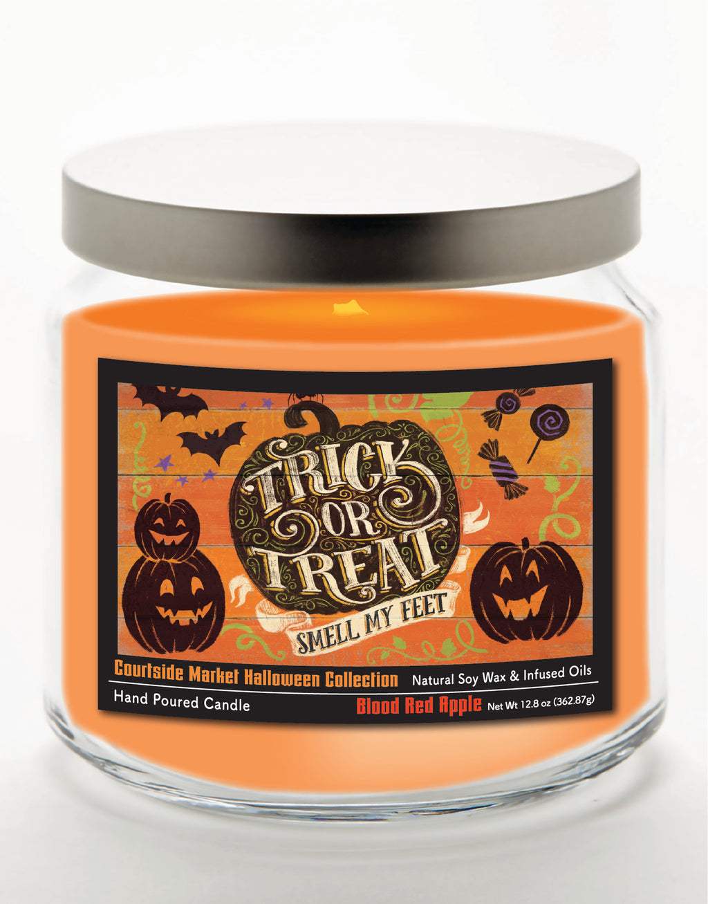 Fright Night V 14 oz Candle Glass Jar with Brushed Silver Metal Lid