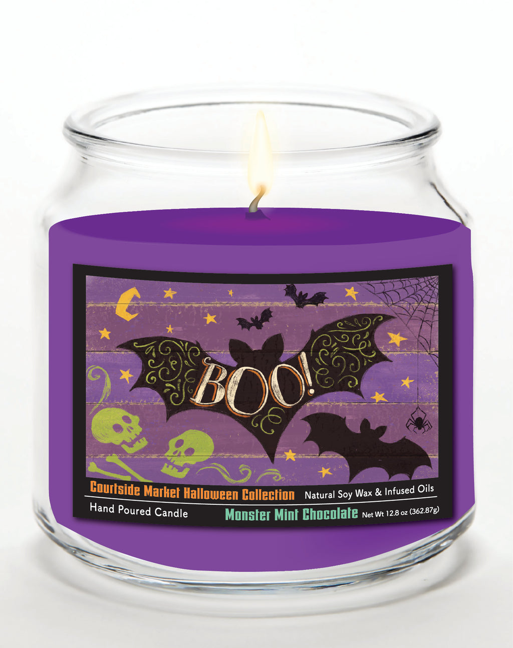 Fright Night VI - Monster Mint Chocolate 14 oz Candle Glass Jar with Brushed Silver Metal Lid