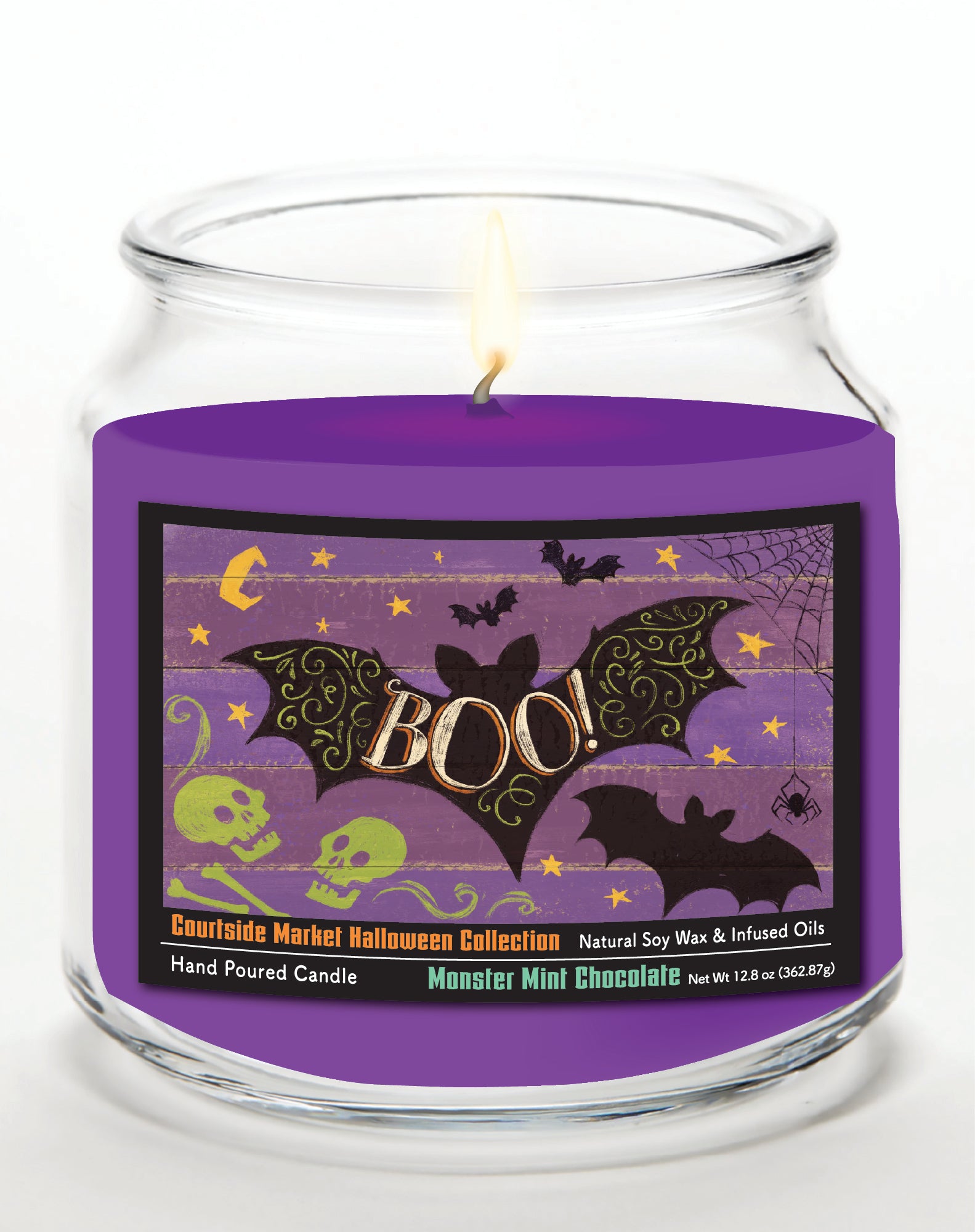 Fright Night VI - Monster Mint Chocolate 14 oz Candle Glass Jar with Brushed Silver Metal Lid