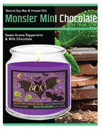 Fright Night VI - Monster Mint Chocolate 14 oz Candle Glass Jar with Brushed Silver Metal Lid