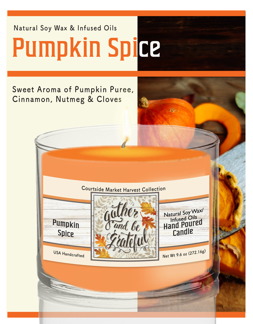 Harvest Delight VI on White 9.6 oz Soy Wax Candle in Glass Jar