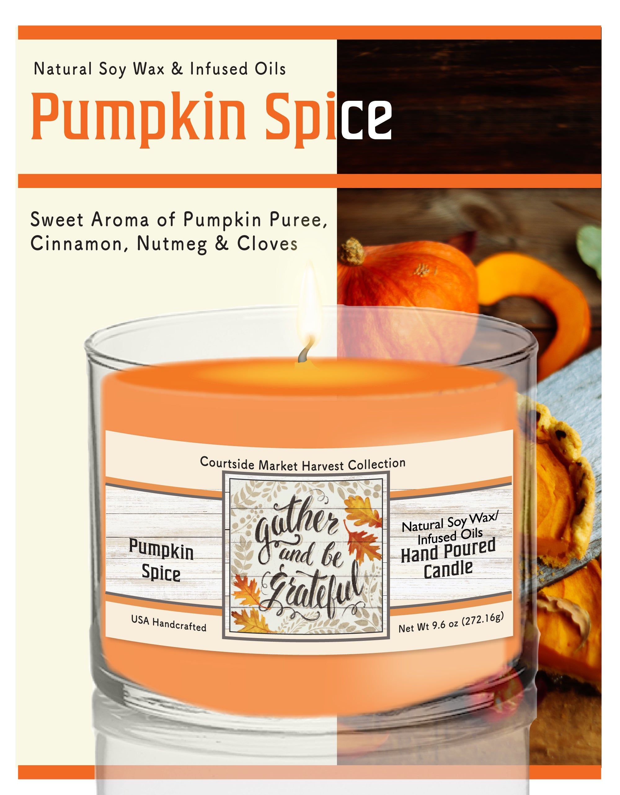 Harvest Delight VI on White 9.6 oz Soy Wax Candle in Glass Jar