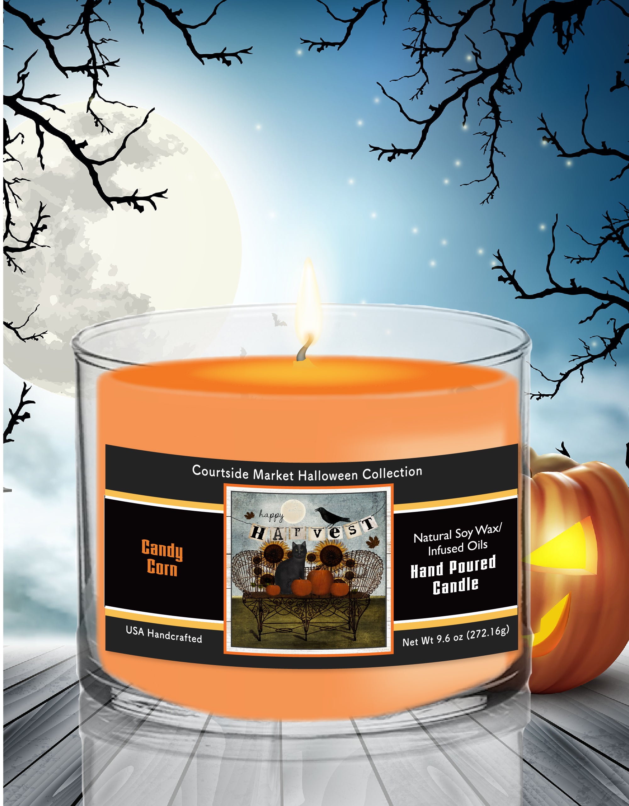 The Harvest - Candy Corn 9.6 oz Soy Wax Candle in Glass Jar