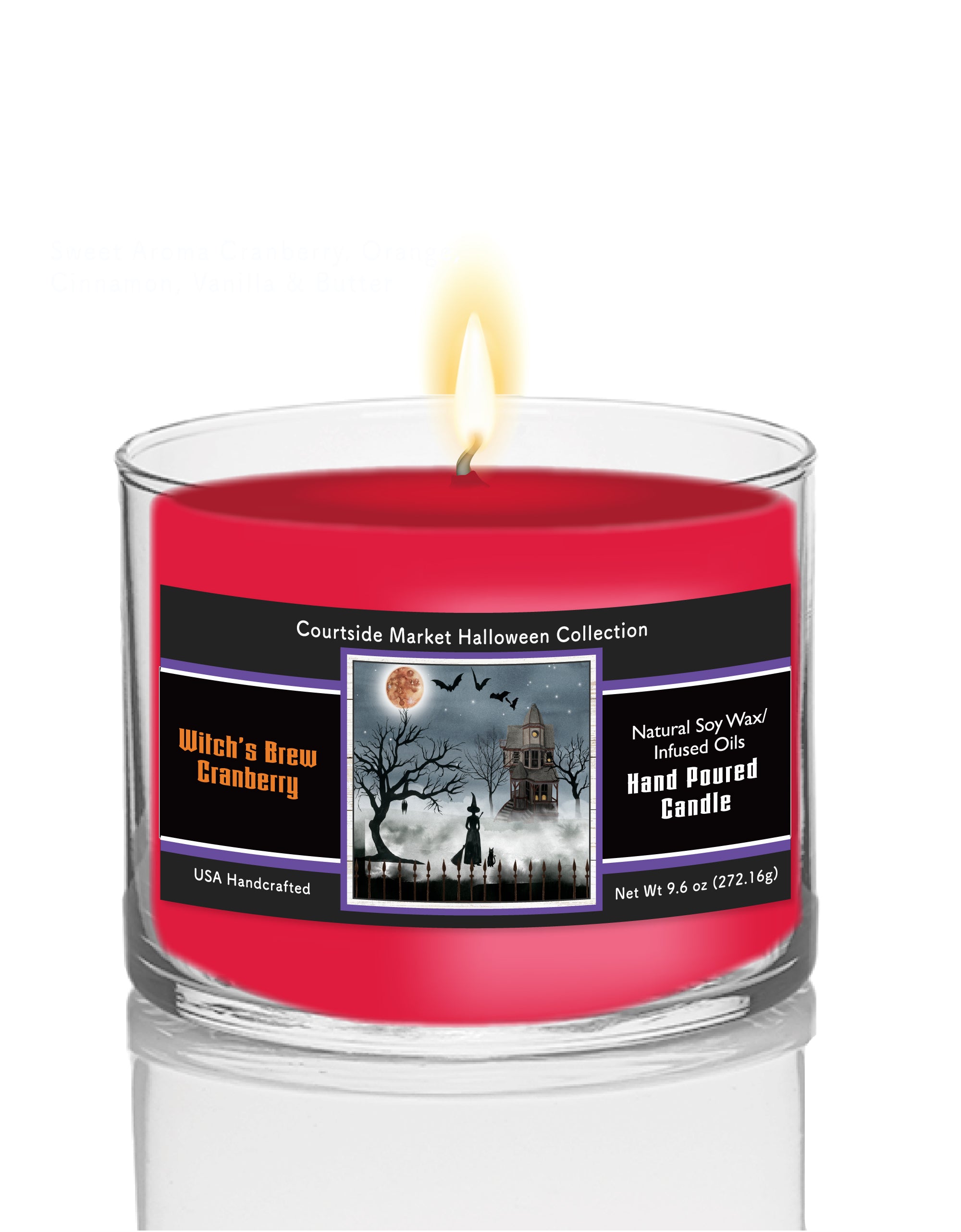 Harvest Moon I - Witches Brew Cranberry 9.6 oz Soy Wax Candle in Glass Jar