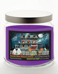 Haunted House I 14 oz Candle Glass Jar with Brushed Silver Metal Lid