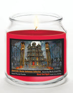 Haunted House II - Blood Red Apple 14 oz Candle Glass Jar with Brushed Silver Metal Lid